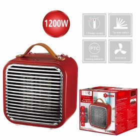 Mini Termoventilatore in Ceramica con Potenza Regolabile 600W 1200W con Autoprotezione Surriscaldamento Quadrato Rosso