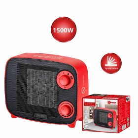 Mini Termoventilatore in Ceramica Potenza Regolabile 750W 1500W con Livelli Regolabile con Autoprotezione Surriscaldamento Rosso