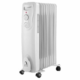 Radiatore ad Olio con 3 Livelli di Riscaldamento 800W 1200W 2000W con 9 Elementi con Ruote Spostamento con Autoprotezione Bianco