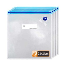 10 Pezzi Sacchetti Sottovuoto Riutilizzabili per Alimenti Tenuta Termica Caldo Freddo Mantiene Freschezza e Cottura Sous Vide 22x21cm