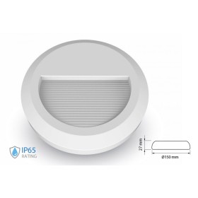 Faretto Luci Led Segnapasso Rotondo Carcassa Bianca 2W Bianco Neutro IP65 Montaggio a Plafone SKU-1314