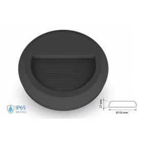 Faretto Luci Led Segnapasso Rotondo Carcassa Nera 2W Bianco Neutro IP65 Montaggio a Plafone SKU-1316