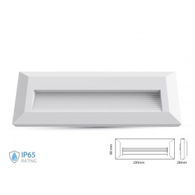 Faretto Luci Led Segnapasso Rettangolare Carcassa Bianca 3W Neutro 4000K IP65 Montaggio a Plafone SKU-211326