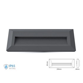 Faretto Luci Led Segnapasso Rettangolare Carcassa Nera 3W Neutro 4000K IP65 Montaggio a Plafone SKU-1328