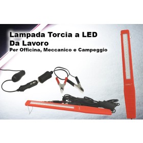 Lampada Torcia Led Officina Slim 7mm 12V 2W 15 Smd Presa Accendisigari Pinze a Coccodrillo Batteria Cavo 5 Metri