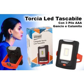 Torcia Led Tascabile Con 3 Pile AAA Gancio Calamita