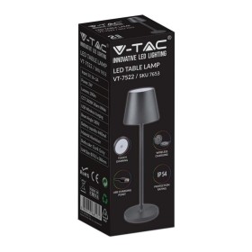 Lampada LED da Tavolo 2W Colore Grigio in Alluminio con caricatore Wireless e Touch Dimmerabile 3000K IP54 SKU-7653
