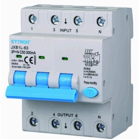 ETTROIT Interruttore Magnetotermico Differenziale 3P+N 50A 6KA 300mA 380V Occupa 4 Moduli DIN