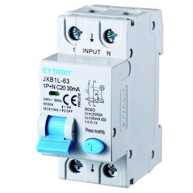 ETTROIT Interruttore Magnetotermico Differenziale Tipo A 1P+N 20A 6KA 30mA 220V Occupa 2 Moduli DIN