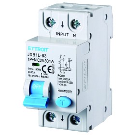 ETTROIT Interruttore Magnetotermico Differenziale Tipo A 1P+N 25A 6KA 30mA 220V Occupa 2 Moduli DIN
