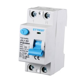 ETTROIT Interruttore Differenziale Puro 2P 25A 6kA 300mA 220V Salvavita Differenziale Occupa 2 Moduli DIN