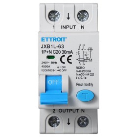 ETTROIT Interruttore Magnetotermico Differenziale 1P+N 20A 4.5kA 30mA 220V Occupa 2 Moduli DIN