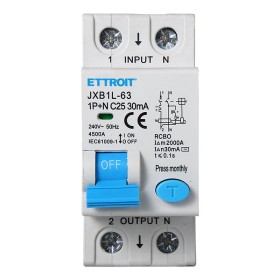 ETTROIT Interruttore Magnetotermico Differenziale 1P+N 25A 4.5kA 30mA 220V Occupa 2 Moduli DIN