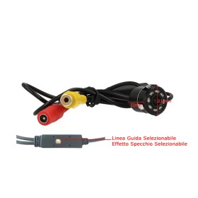 Telecamera Retromarcia Da Incasso CCD Alta Definizione 8 Led Smd Linea Guida Effetto Specchio Selezionabile
