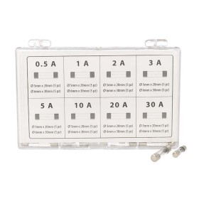 Kit 80 Fusibile Auto Moto Camper Camion Barca Tubo In Vetro 0.5A 1A 2A 3A 5A 10A 20A 30A Ø5mmX20mm Ø6mmX30mm