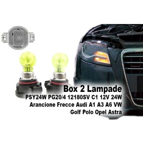 Box 2 Lampade PSY24W PG20/4 12180SV C1 12V 24W Arancione Frecce Audi A1 A3 A6 VW Golf Polo Opel Astra