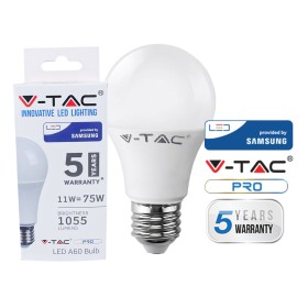 Lampada Led E27 A60 11W Bianco Neutro 4000K Bulbo Sfera Chip Samsung Garanzia 5 Anni SKU-232