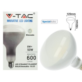 Lampada Led Filamento E27 R125 Riflettore 8W Freddo 6500K Dimmerabile In Vetro 600lm 110 Gradi SKU-7468