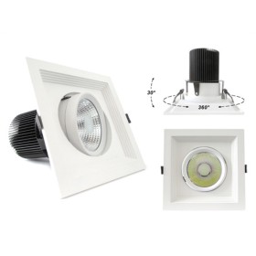Faro Led Da Incasso COB 30W 220V Quadrato Bianco Naturale Orientabile Con Riflettore