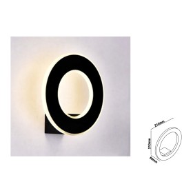 Applique Lampada LED da Muro Circolare 9W 4000K Carcassa Nera IP20 Effetto Sole SKU-8228