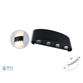 Applique Led Da Parete 8W Neutro 4000K Carcassa Nera Doppio Illuminazione Up-Down IP54 SKU-218620