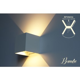 Applique Led Da Parete Brandie 6W Carcassa Bianca Quadrata Bianco Caldo IP65 Doppio Illuminazione Angolo Regolabile SKU-217079