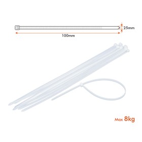100 Fascette Cablaggio Stringicavo 2.5X100mm Colore Bianco Per Legare Fili Cavi SKU-11159