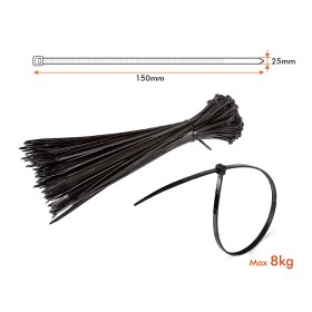 100 Fascette Cablaggio Stringicavo 2.5X150mm Colore Nero Per Legare Fili Cavi SKU-11162