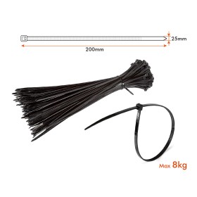 100 Fascette Cablaggio Stringicavo 2.5X200mm Colore Nero Per Legare Fili Cavi SKU-11164