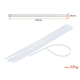 100 Fascette Cablaggio Stringicavo 4.5X150mm Colore Bianco Per Legare Fili Cavi SKU-11171