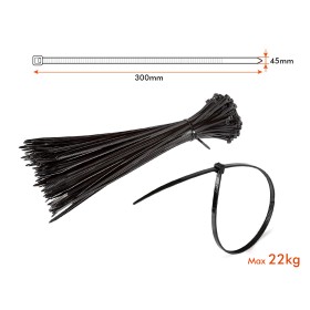 100 Fascette Cablaggio Stringicavo 4.5X300mm Colore Nero Per Legare Fili Cavi SKU-11174