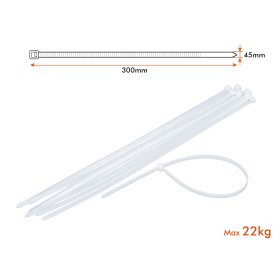 100 Fascette Cablaggio Stringicavo 4.5X300mm Colore Bianco Per Legare Fili Cavi SKU-11173