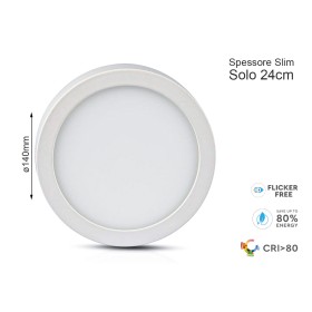 Plafoniera Pannello Led Slim Montaggio a Plafone Rotondo 140X24mm 12W 3000K SKU-4910