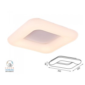 Plafoniera Led Da Soffitto Moderna CCT Quadrata 300X300mm 26W Dimmerabile Telecomando 3 In 1 SKU-3970