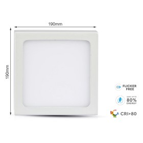 Plafoniera Pannello Led Slim Montaggio a Plafone Quadrato 190X190X24mm 18W 4000K SKU-4920