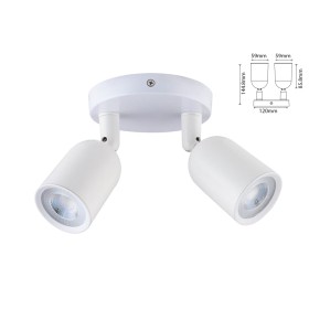 Plafoniera Portafaretto GU10 Testa Doppia Rotondo Orientabile Montaggio a Plafone Colore Bianco SKU-7981