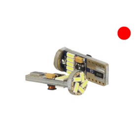 Lampadina Led Canbus T10 W5W 15 Smd 4014 Rosso No Errore Check Luci 12V Senza Polarita