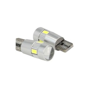 Lampadina Led Canbus T10 W5W 6 Smd 5630 Bianco No Errore Check Luci 12V Senza Polarita Con Lente Ingrandimento Super Luminoso