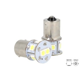 Lampada Led Canbus BA15S G18,5 R5W R10W No Errore Bianco 12V Luci Posizione Piedi Dritti 7 Smd 5050