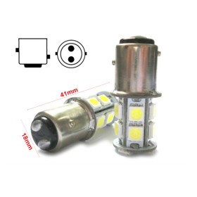 2 Lampade Led Barca Nautica BAY15D Bianco Freddo 12V 24V 3W No Polarita Piedi Sfalfati 13 Smd 5050 Baionetta G18,5