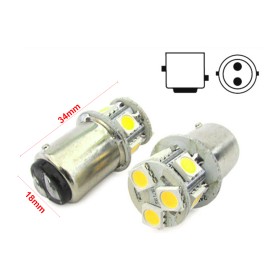2 Lampade Led Barca Nautica BAY15D Bianco Freddo 12V 24V 2W No Polarita Piedi Sfalfati 7 Smd 5050 Baionetta G18,5