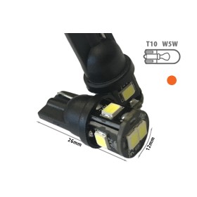24V Lampada Led T10 W5W Colore Arancione Con 6 Smd 2835 360 Gradi No Polarita Per Frecce Durata Garantita
