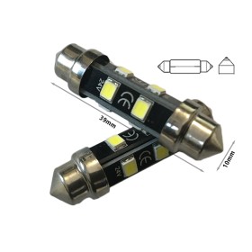 24V Lampada Led Siluro T11 C5W 39mm 8 smd 2835 No Polarita 360 Gradi Bianco Freddo Durata Garantita