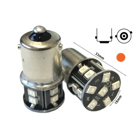 24V Lampada Led BAU15S R5W PY21W Colore Arancione 16 Smd 2835 Piedi Storti Luce Frecce No Polarita 360 Gradi Durata Garantita