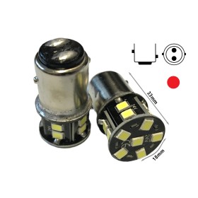 24V Lampada Led BAY15D 1157 P21/5W Colore Rosso 16 Smd 2835 No Polarita 360 Gradi Durata Garantita