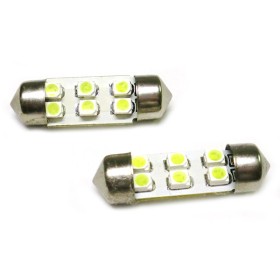 24V Lampada Led Siluro T11 C5W 31mm 6 Smd Bianco Ghiaccio Per Camion