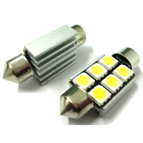Lampadina Led Siluro Canbus T11 C5W 36mm 6 SMD 5050 12V Luci Targa Con Dissipatore