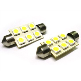24V Lampada Led Siluro T11 C5W 41mm 6 Smd 5050 Bianco Camion