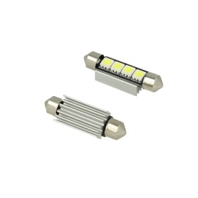 24V Lampada Led Siluro Canbus T11 C5W 42mm 4 SMD 5050 Colore Blu Per Camion Bus Barca Con Dissipatore Alluminio