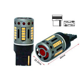 Lampada Led 7440 T20 W21W 100% Canbus 12V 21W Effettiva Arancione Con Ventola In Testa